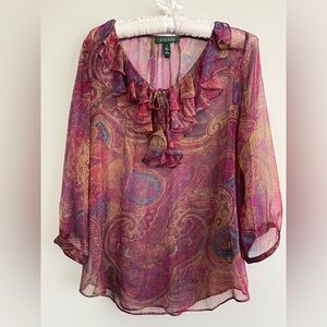 Lauren Ralph Lauren Women's Paisley Blouse  Size Medium